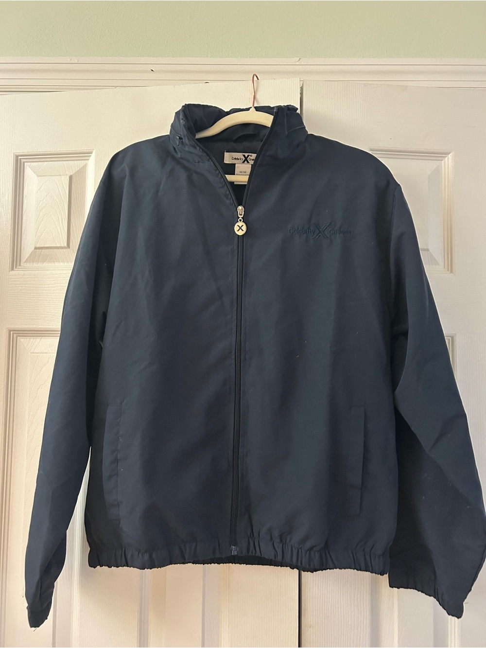 Celebrity Cruises Jacket Mens Medium Navy Blue Full Zip Windbreaker Lightweight